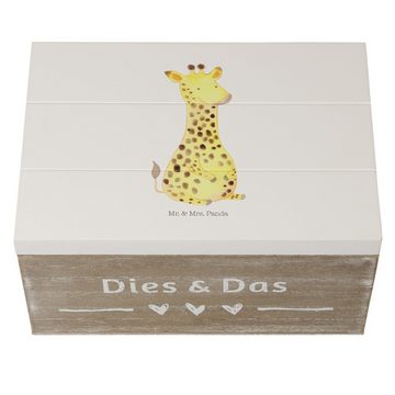 Mr. & Mrs. Panda Dekokiste Giraffe Zufrieden - Weiß - Geschenk, Dekokiste, Wildtiere, Kiste, Tru (1 St)
