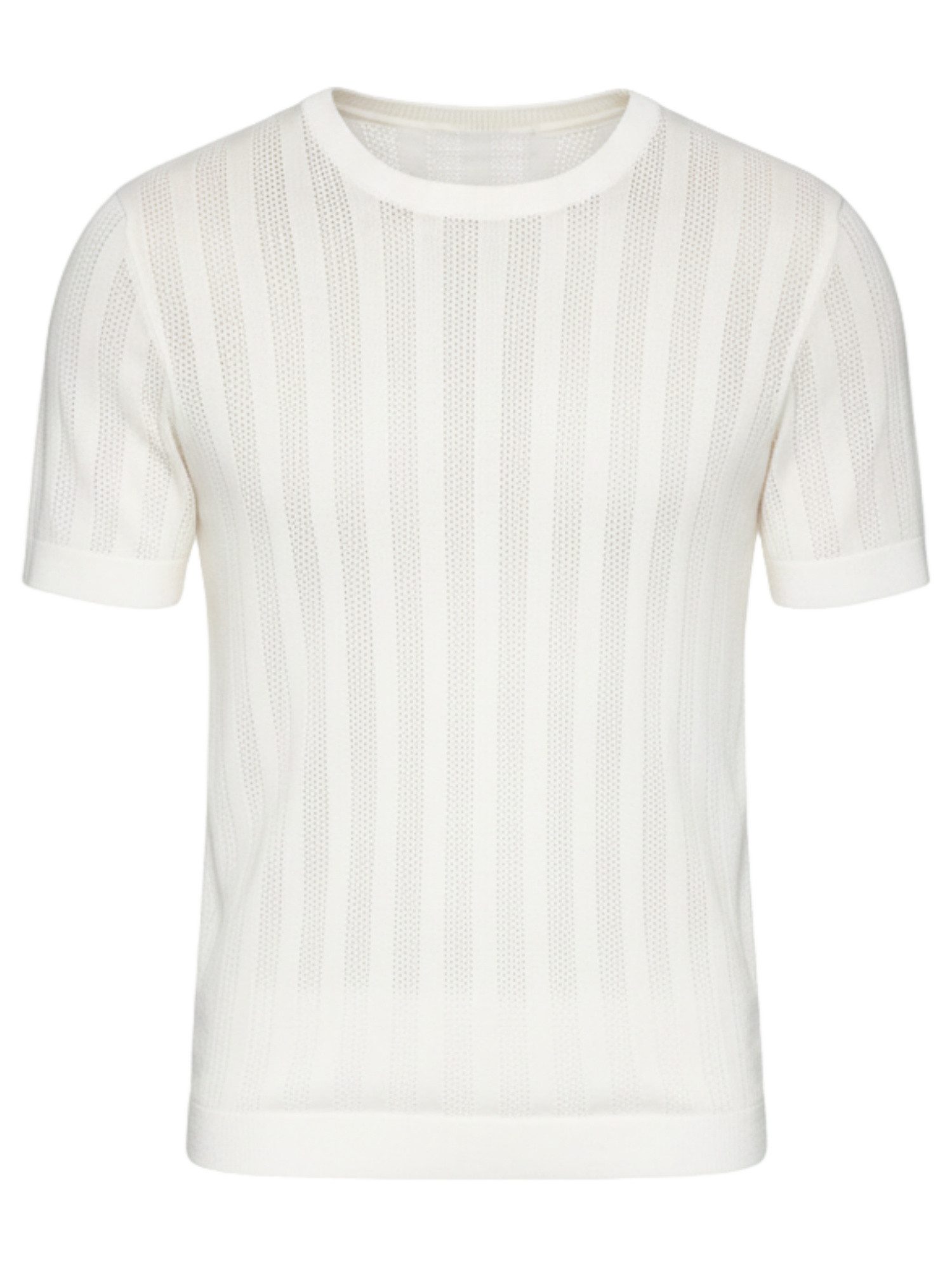 OMBRE T-Shirt Herren-Pullover aus durchbrochenem Gewebe mit Rundhalsausschnitt