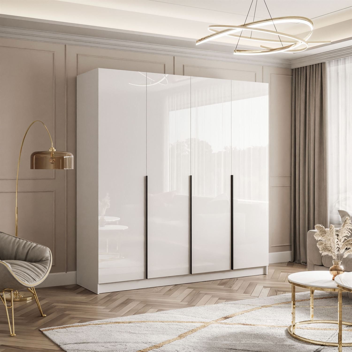 Lookway Kleiderschrank AUREL 4D mit Hochglanz günstig online kaufen