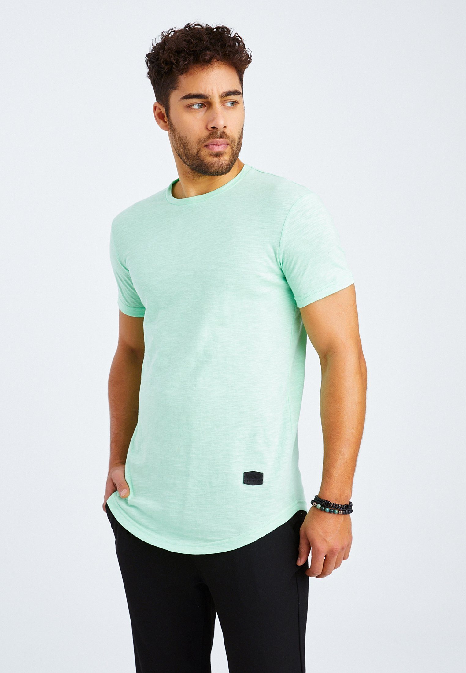 Leif Nelson T-Shirt Herren T-Shirt Rundhals LN-8312 mint