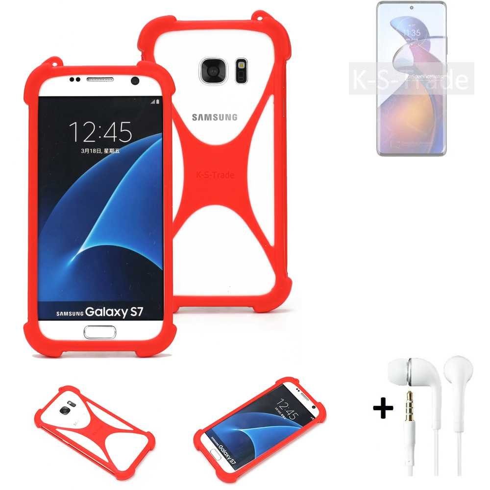 K-S-Trade Handyhülle für Motorola Edge 30 Fusion, Handy-hülle + Kopfhörer Schutz-hülle Bumper Silikon Schutz Hülle