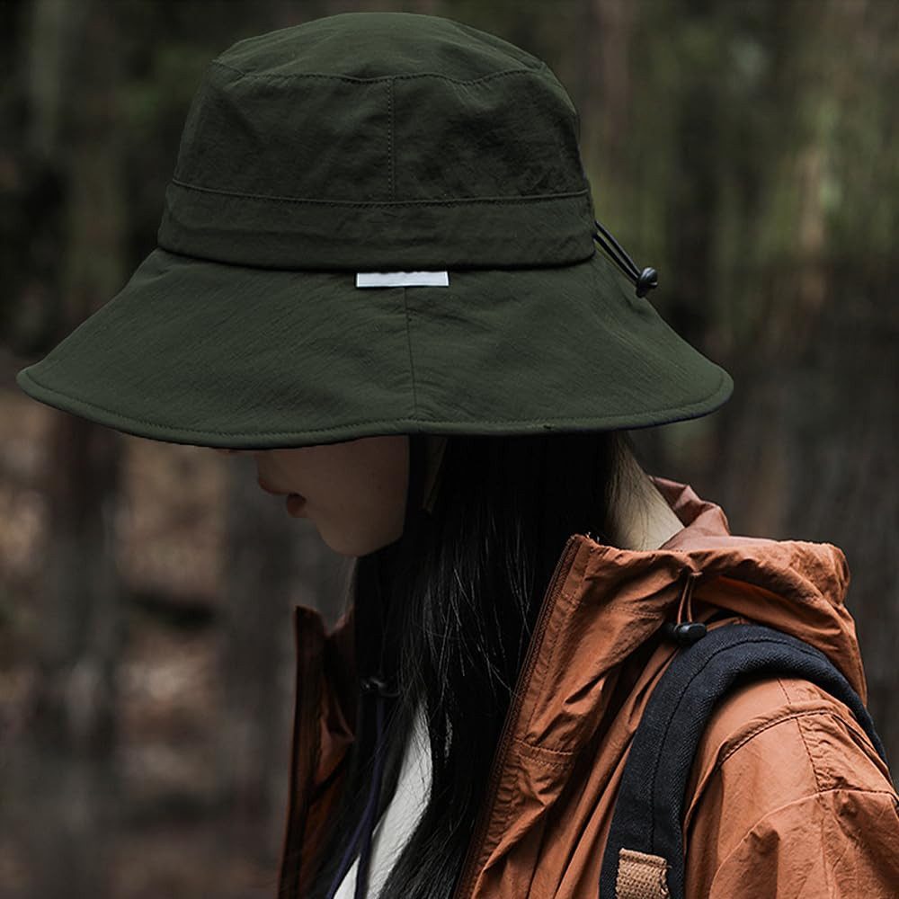 Bextsrack Sonnenhut Sommerhut Fischerhut mit Kinnriemen Wasserdichter Eimer Anglerhut Für Männer und Frauen
