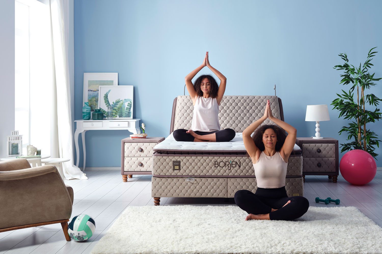 BAMBI YATAK Boxspringbett Set, Bambi Borjen, Kopfteil-Lampe USB-Port, Bor-M günstig online kaufen