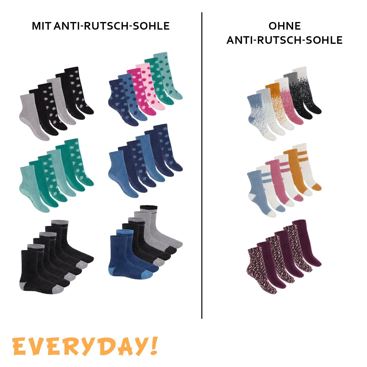 Footstar Kuschelsocken Plüschsocken für Damen & Herren Socken (6 Paar)