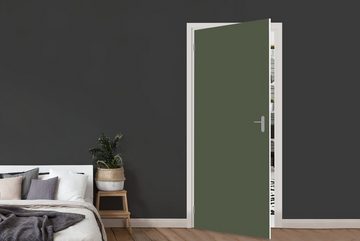 MuchoWow Türtapete Grün - Einfarbig - Olivgrün, Matt, bedruckt, (1 St), Fototapete für Tür, Türaufkleber, 75x205 cm