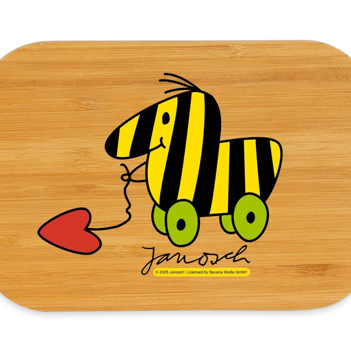 Spreadshirt Lunchbox Tigerente Herz Brotdose mit Bambusdeckel, Edelstahl, Bambus