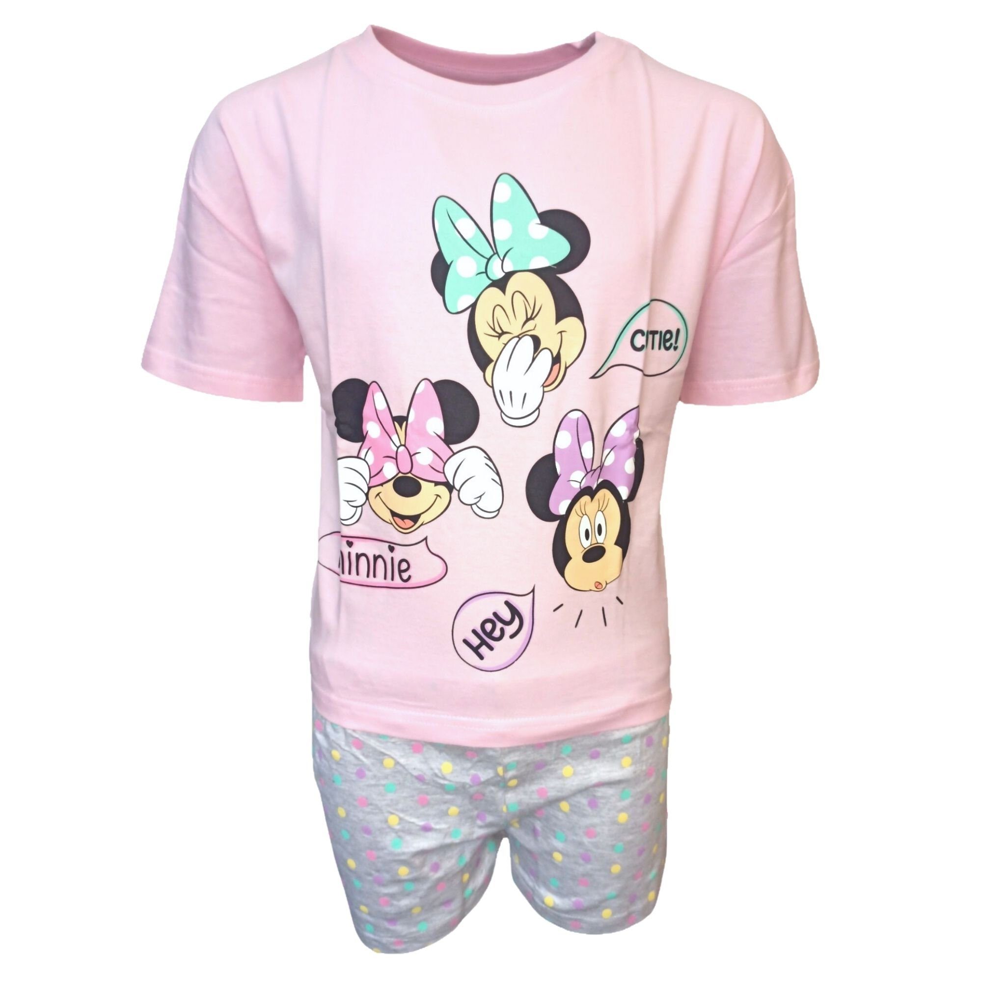 Disney Minnie Mouse Schlafanzug Minnie Maus (2 tlg) Mädchen Pyjama kurz - Shorty Gr. 104-134 cm Rosa