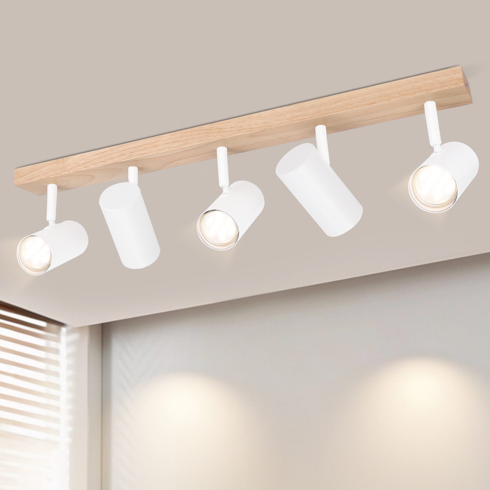 Nettlife Deckenstrahler Deckenstrahler 4/5 Flammig Holz Vintage GU10, Schwe günstig online kaufen