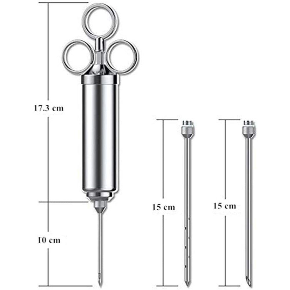 3 mit Nadeln, Marinierspritze Bratenspritze BBQ Jormftte Gewürzspritze