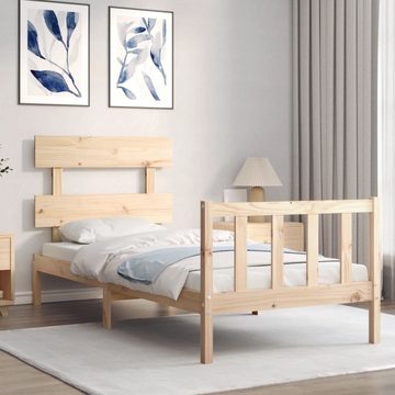 vidaXL Bett Massivholzbett mit Kopfteil