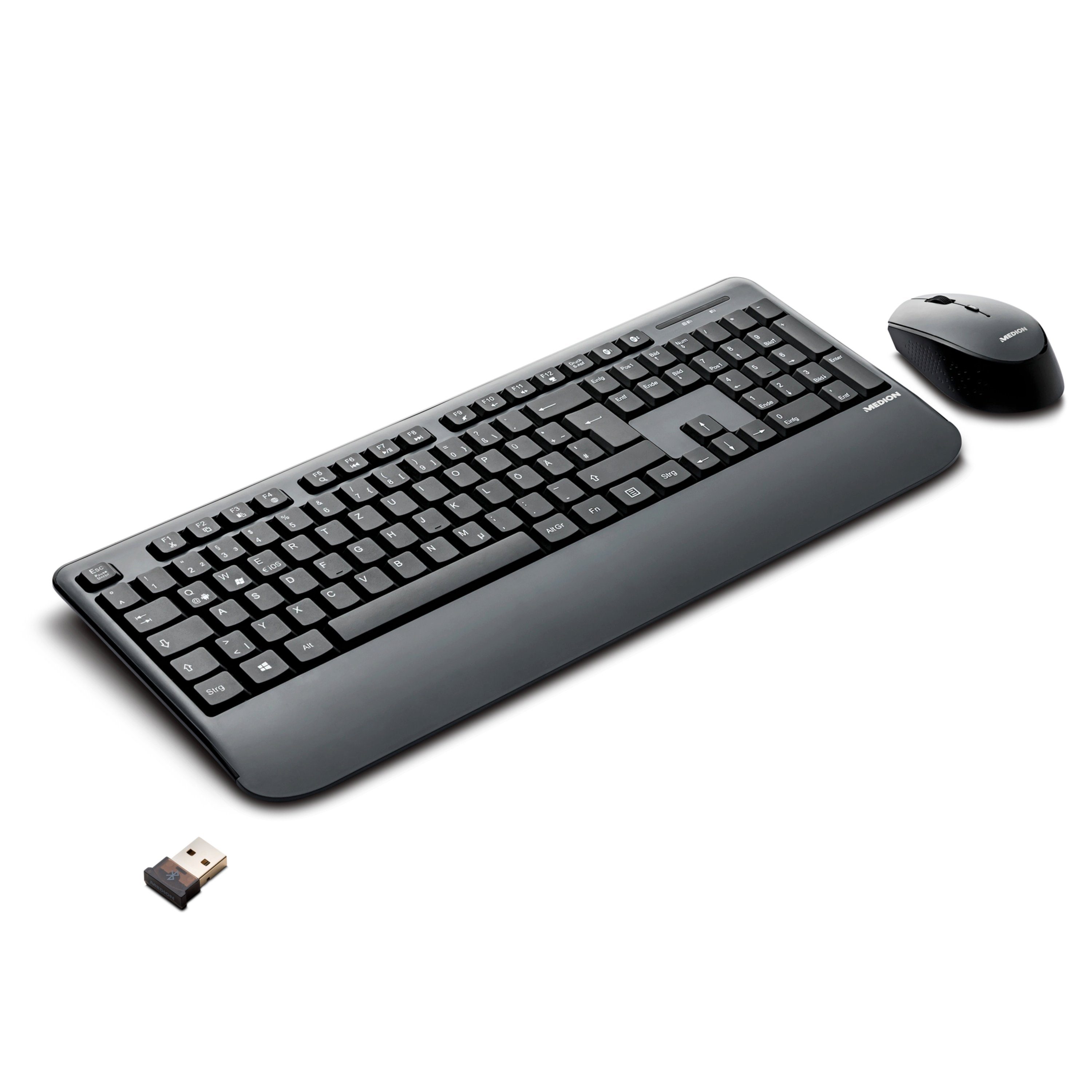Medion® LIFE® E81114 kabelloses Bluetooth Tastatur und Maus Set, plug and  play Tastatur- und Maus-Set, (Packung, 1 St., Tastatur-/ Maus-Set (inkl.  Batterien) MD85014), MD85014