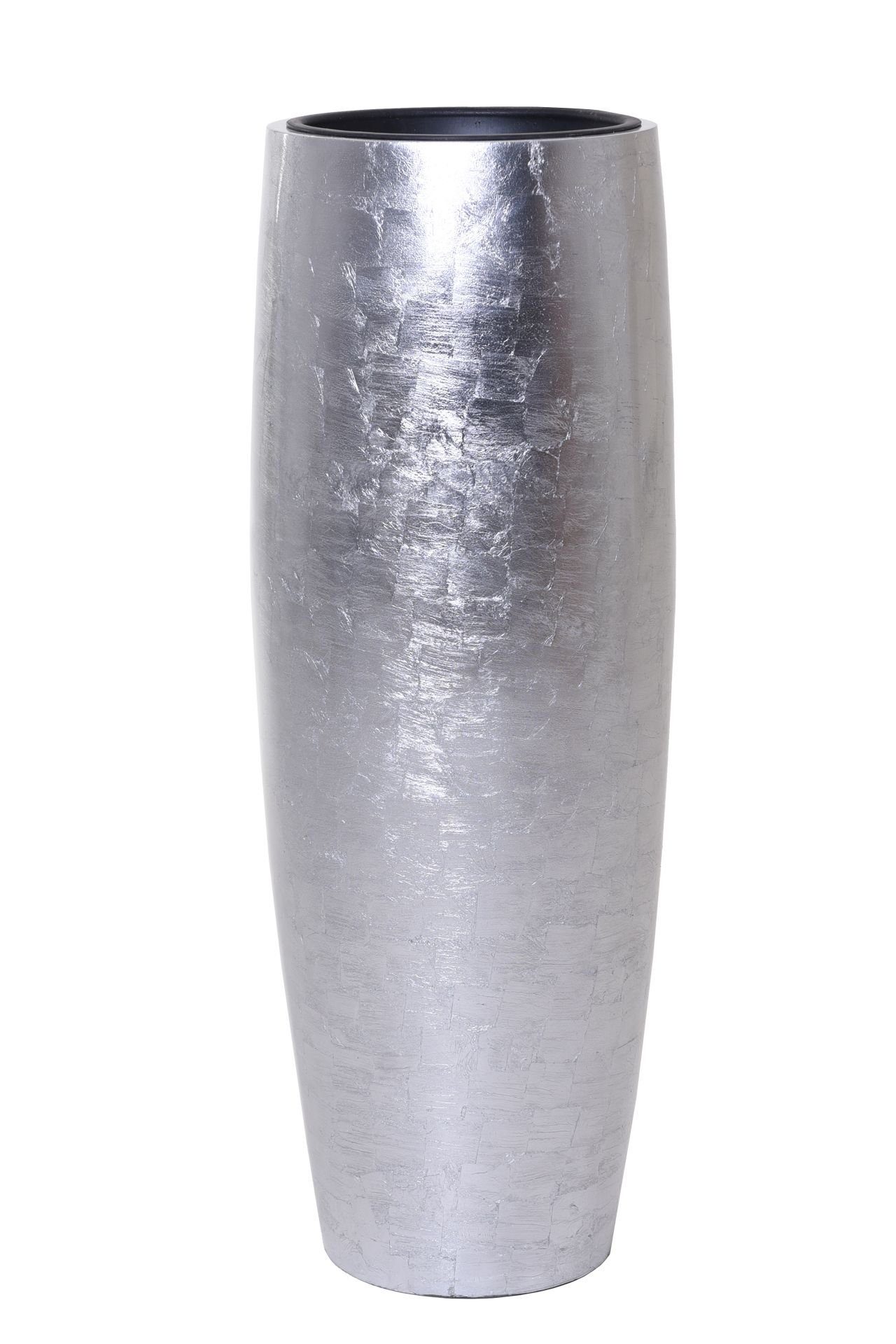 Pflanzkübel - Pflanzkübel Fiberglas 33x100 cm VIVANNO Blumenkübel Hochglanz GALA Silber