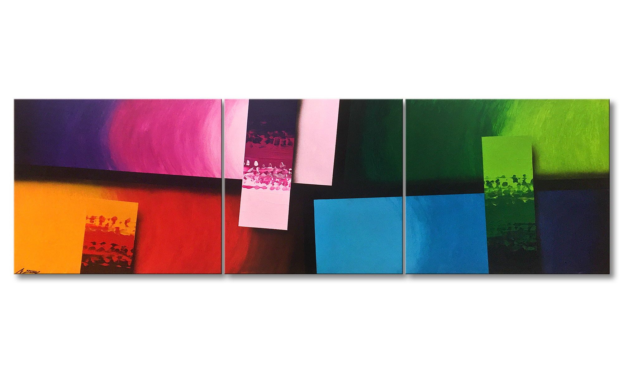 WandbilderXXL XXL-Wandbild Color Comic 260 x 80 cm, Abstraktes Gemälde, handgemaltes Unikat