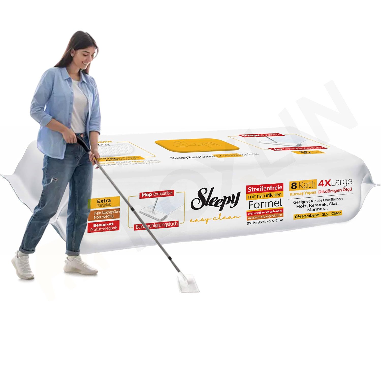 Roxlin Sleepy Easy Clean Bodenwischtuch 8lagig XLarge Super Soft Ultra Strong Fussbodenreiniger (1-St)