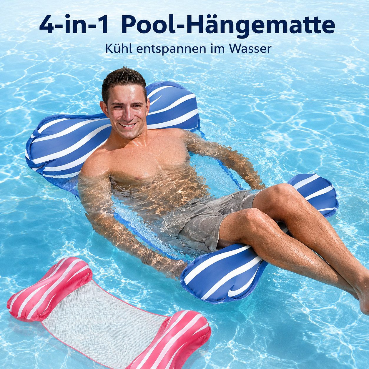Diyarts Luftmatratze, (Premium 4-in-1 Aufblasbare Wasserhängematte, 1-St., Poolmatratze mit ergonomischen Design), Große Lastkapazität, Kompakt & Tragbar, für Pool und Strand