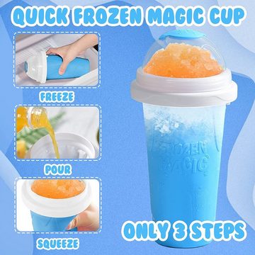 NUODWELL Smoothie-Maker Slush Becher, Slushy Squeeze Cup, Smoothie Maker mit Strohhalm Löffel