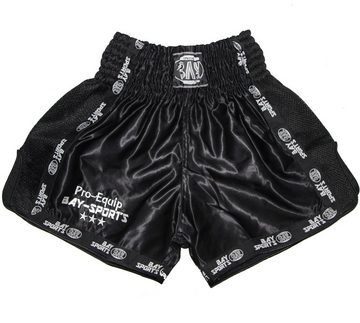 BAY-Sports Sporthose Thaiboxhose Thaiboxen Hose Shorts Muay Thai Kick Pro Equip schwarz (1-tlg) Kixkboxen, MMA, für Kinder und Erwachsene
