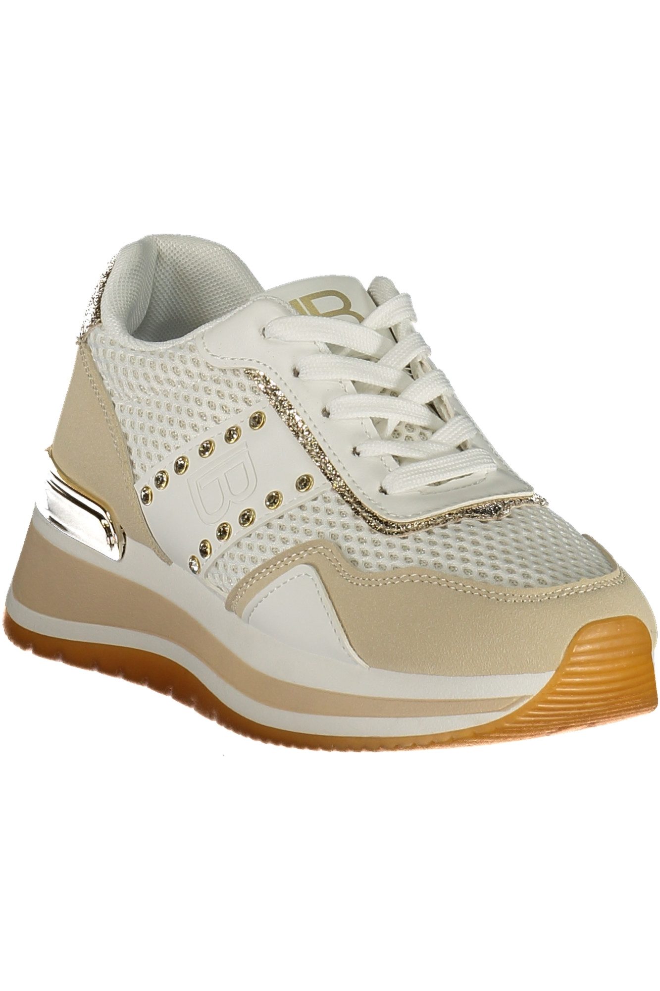 Laura Biagiotti Sneaker Sportliche Damenschuhe in Weiß mit gold-beigen