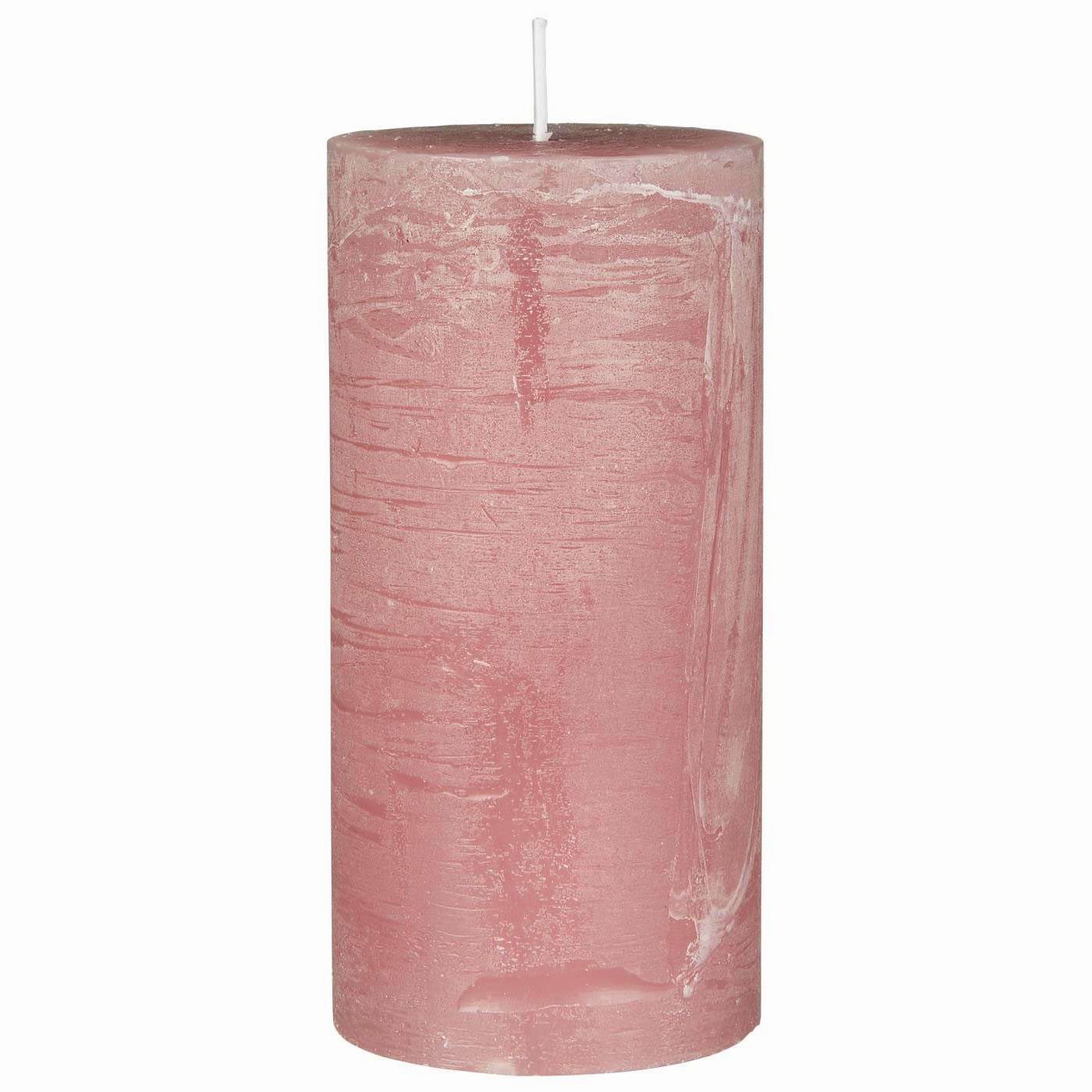 LS-LebenStil Stumpenkerze Exklusive Stumpenkerze 14x6,8cm Ribe Rustik Rosa Malva - Made in EU (iB Laursen - Unparfümiert - lange 40 Stunden Brenndauer - Ohne Duft -, 1-tlg., Blockkerzen Kerzen für Haushalt Feiern Gastronomie)