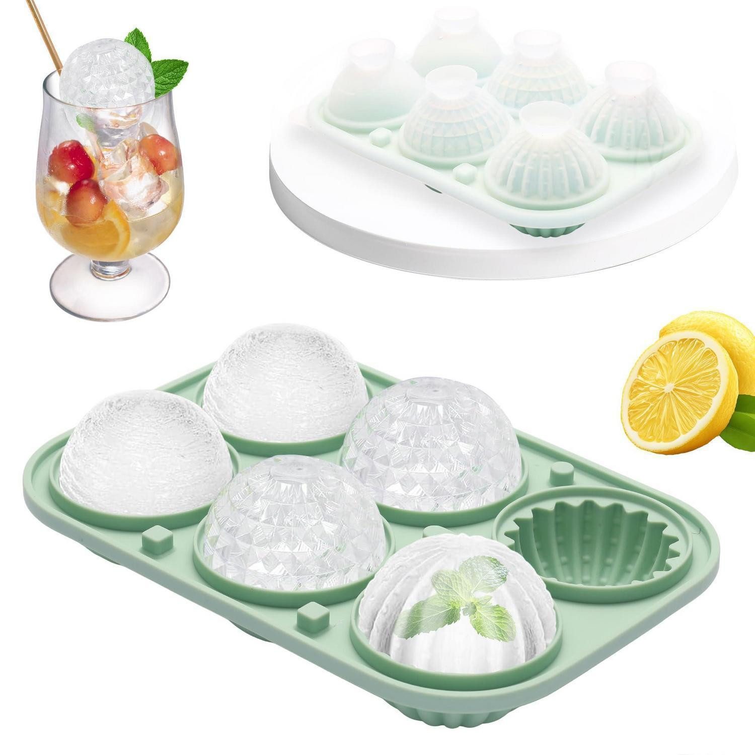 Eiswürfelform Eiswürfelform Silikon 5cm Eiskugelform Deckel Grün-whiskykugeln