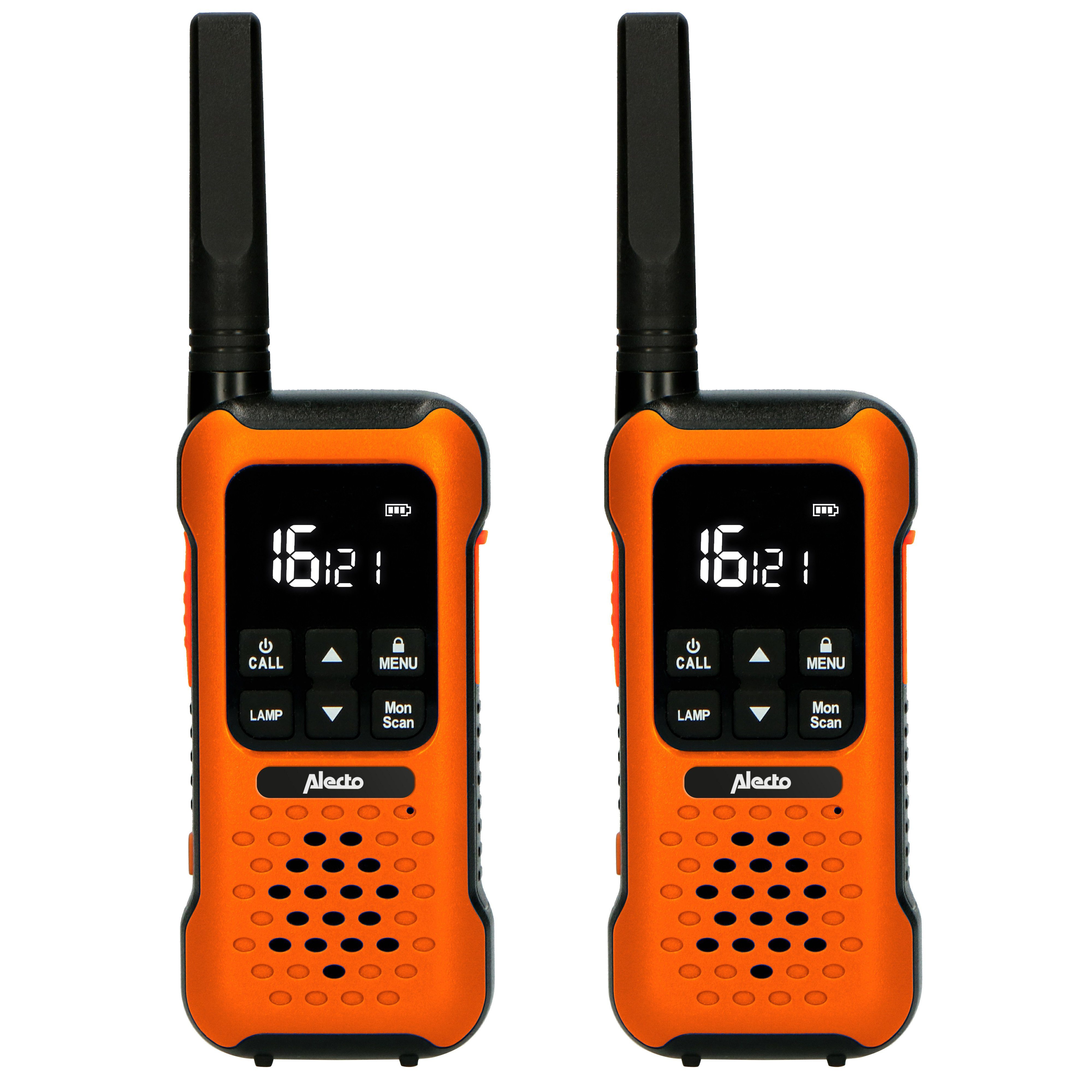 Alecto Funkgerät FR300OE, (2-St), Wasserdicht (IPX7), 16 Kanäle, VOX-Steuerung, bis zu 10 km Reichweite