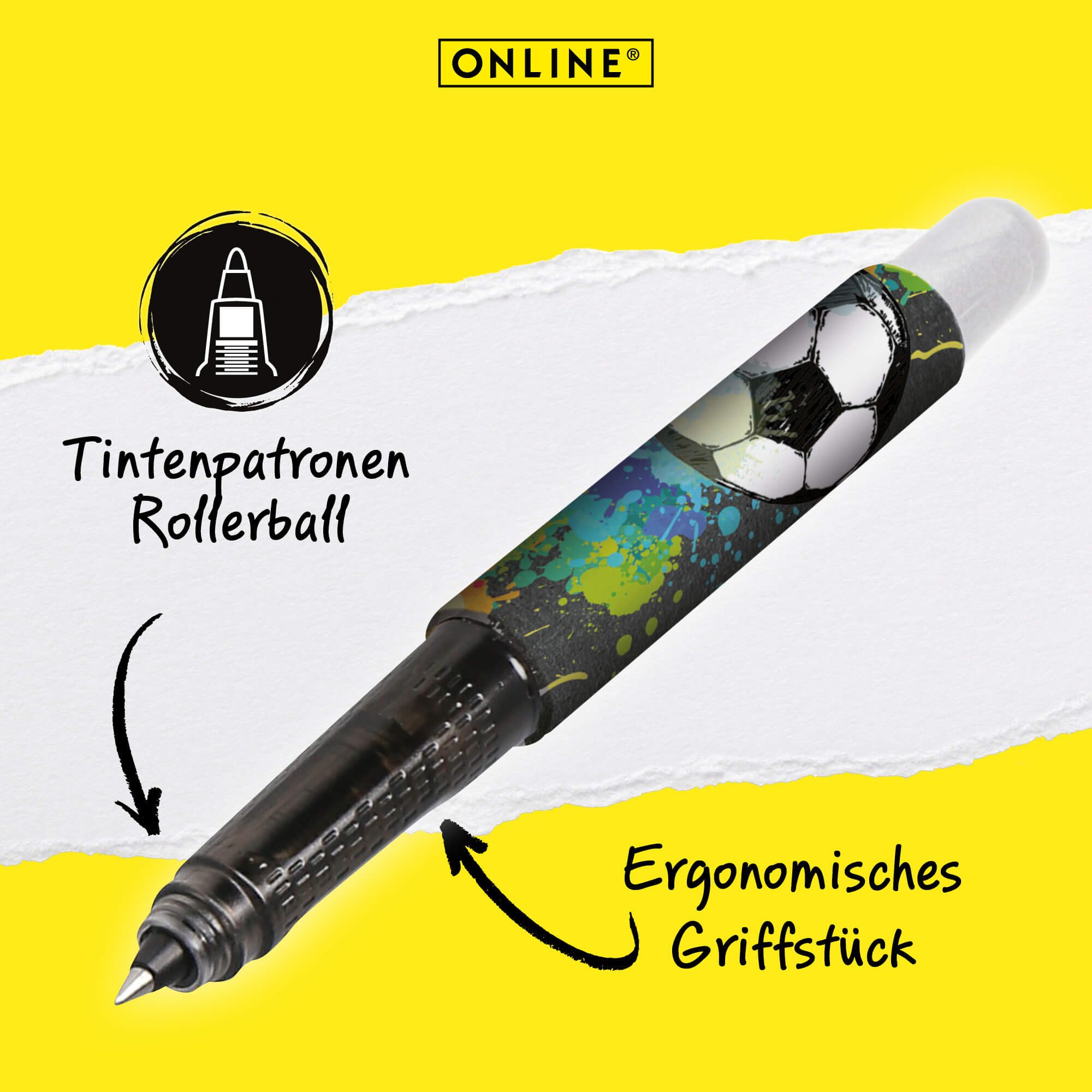 Online Pen Tintenroller College Tintenpatronen-Rollerball, ergonomisch, ideal für die Schule, hergestellt in Deutschland