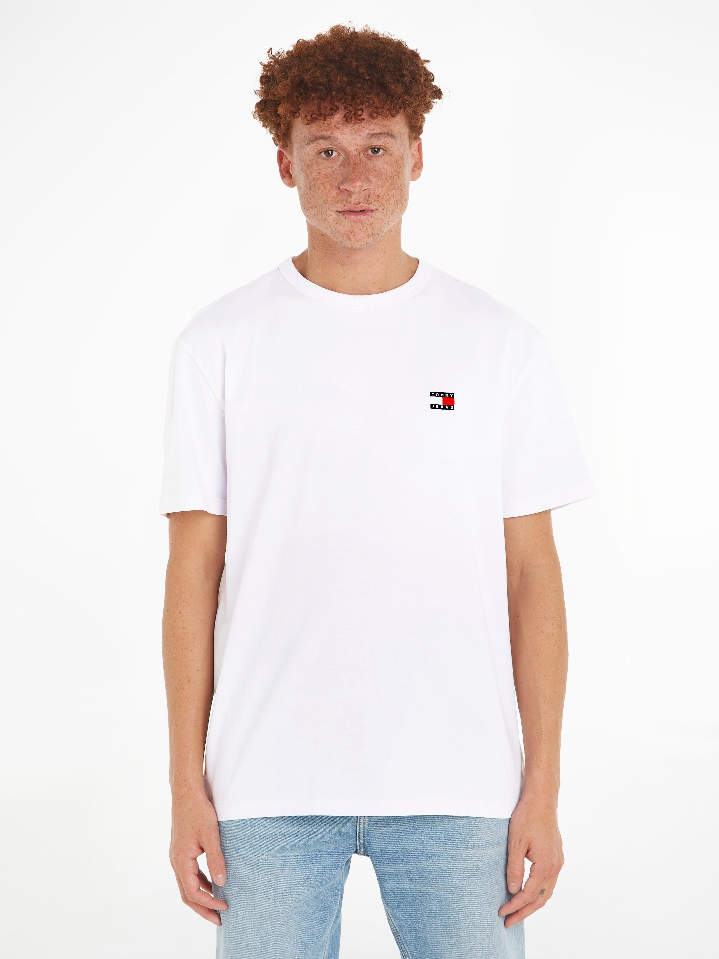 T-Shirt BADGE mit TJM TEE White Tommy Jeans REG EXT Rundhalsausschnitt