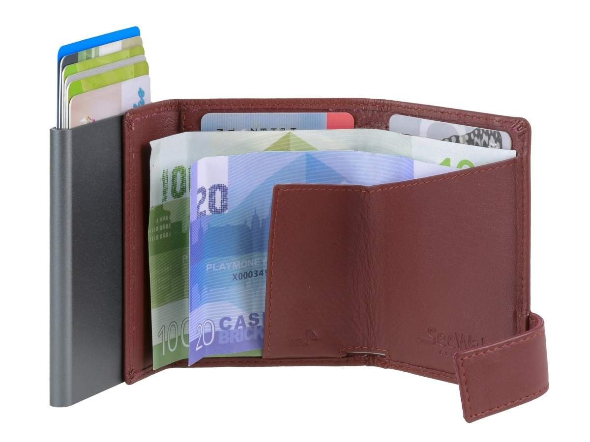 RFID Kartenbörse, Kartenetui Schutz Minibörse, SW1, rot Alucase, Münzfach SecWal Geldbörse und