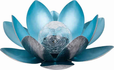 Dehner LED Solarleuchte Solarleuchte Lotus, Ø 27.5 cm, Höhe 12 cm, Metall, Warmweiß, Kaltweiß