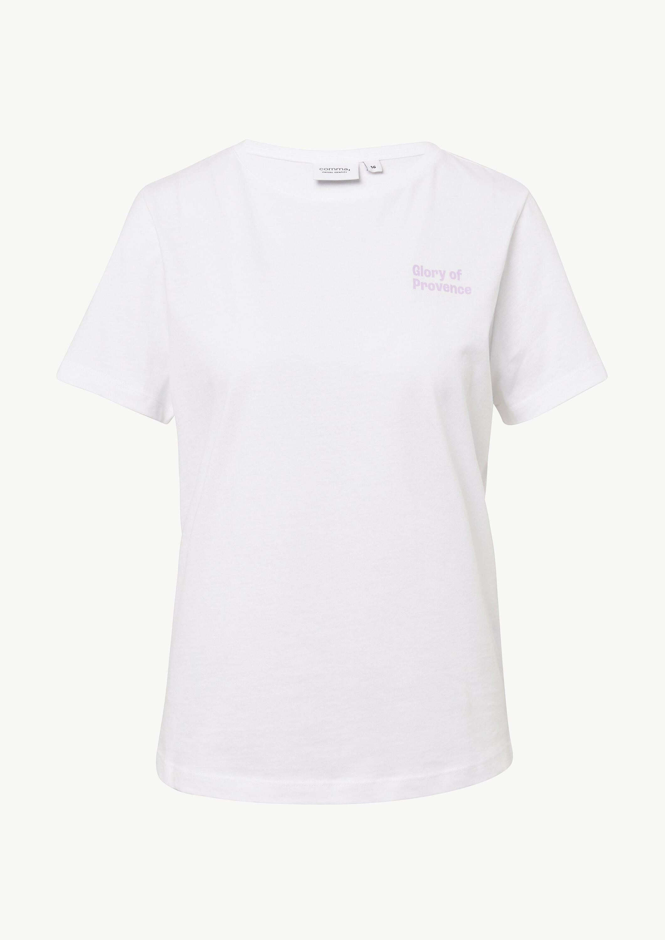 comma Kurzarmshirt T-Shirt Baumwoll-T-Shirt mit Frontprint