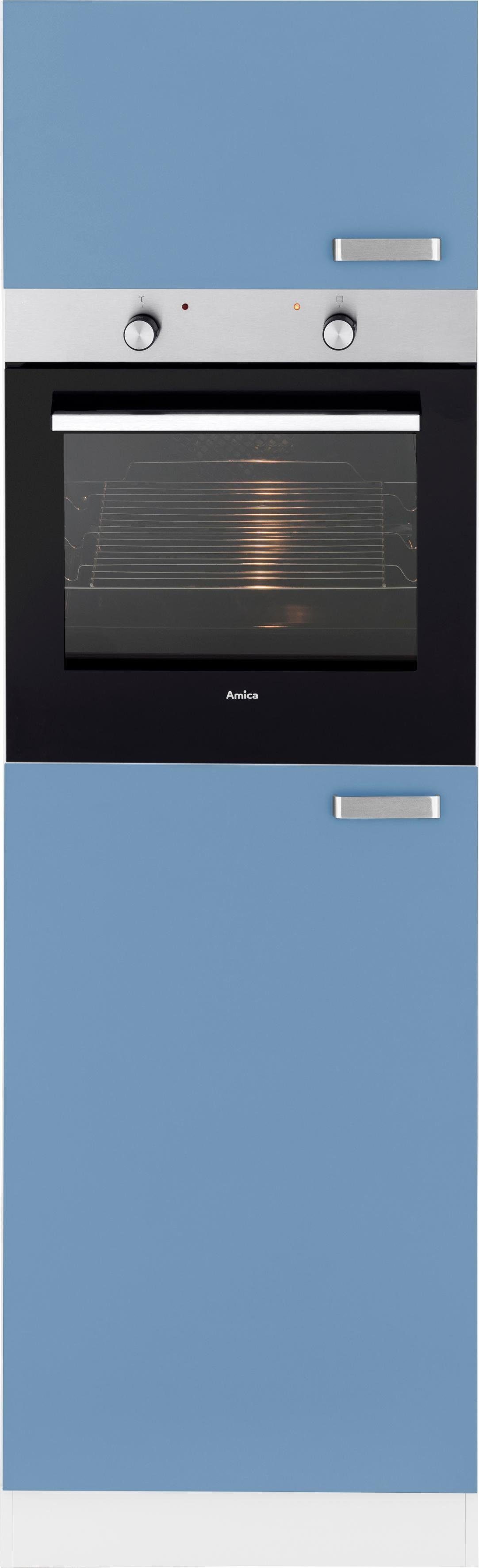 wiho Küchen Backofen/Kühlumbauschrank Husum 60 cm breit himmelblau/weiß | Kühlschrankumbauschränke