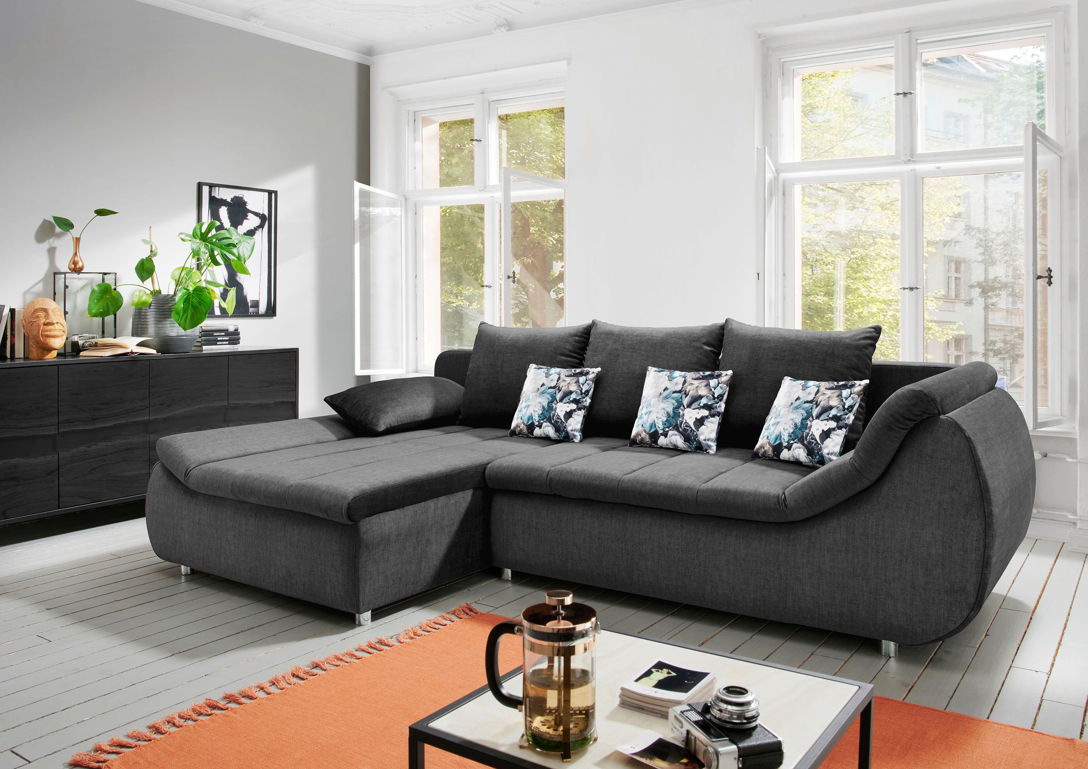Home affaire Ecksofa Imolaa elegant, Breite 270cm, moderne Sitzsteppung, bequem, L-Form, auch mit Bettfunktion und Bettkasten