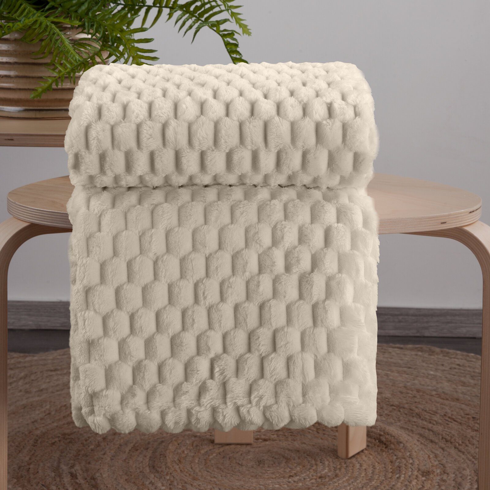 Wohndecke CINDY/6, Design91, Tolle Struktur, Waffelmuster, Weich, Karierte Decke, Karomuster