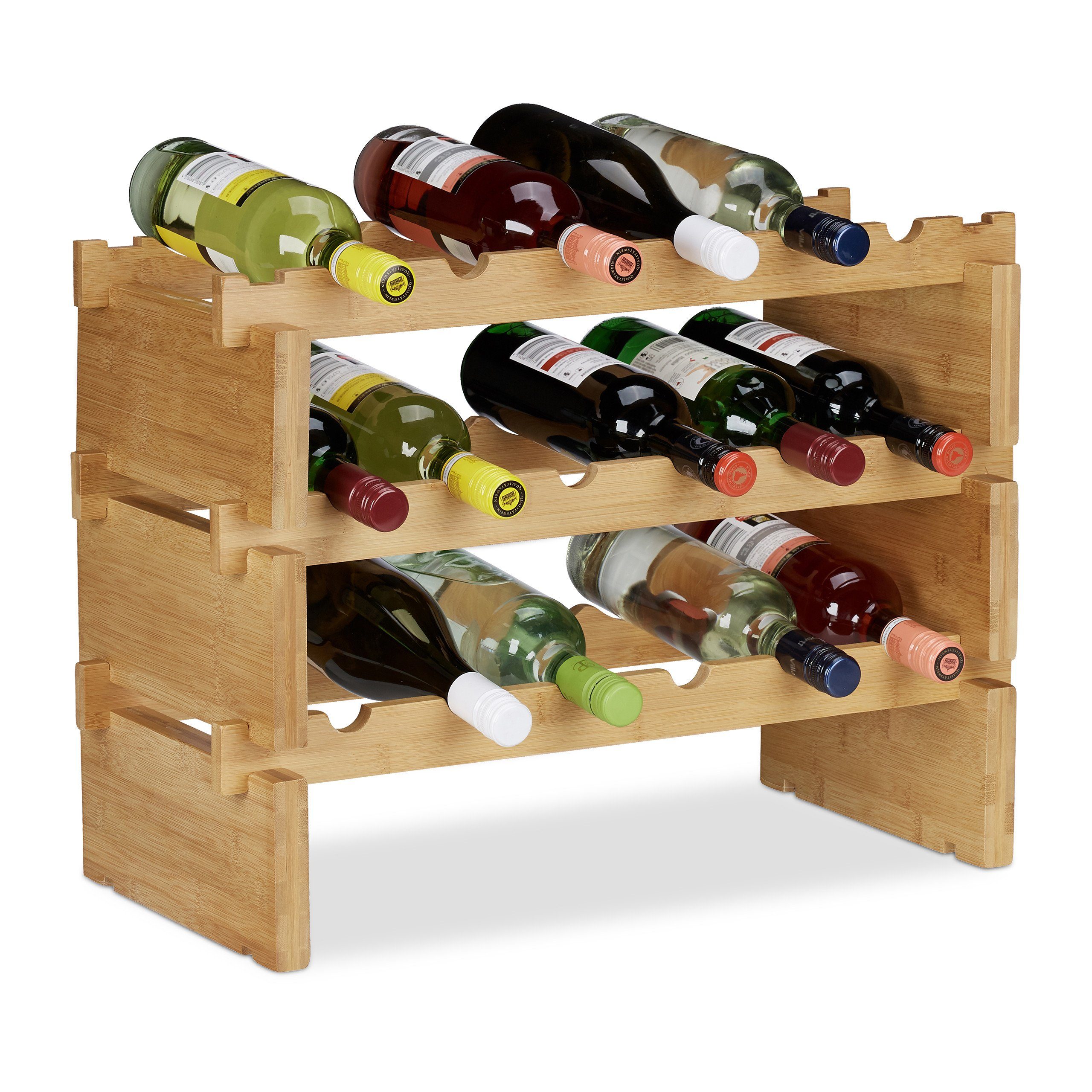 relaxdays Weinregal Stapelbares Weinregal aus Bambus, günstig online kaufen