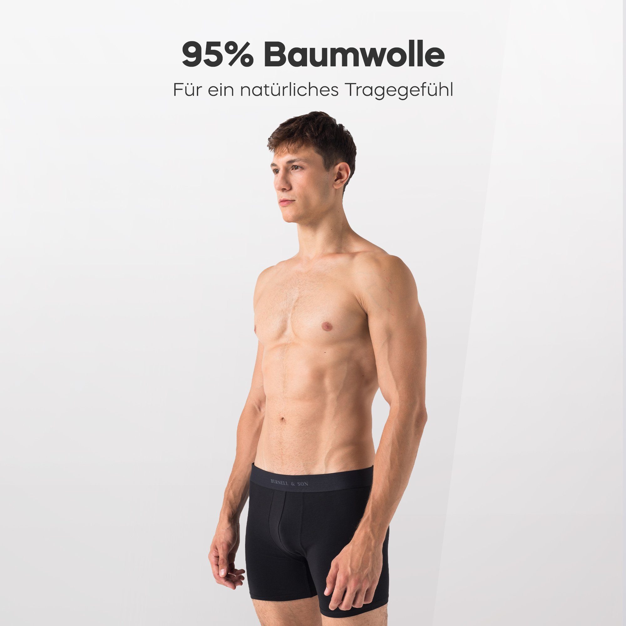 Burnell & Son Boxershorts Unterhosen Männer (Packung, für Komfortbund Spar-Pack, Baumwolle Set, Spar-Set, Schwarz Spar-Packung, aus 5er-Pack) mit 5-St., Herren