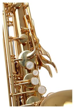 Classic Cantabile Saxophon TS-450 Tenorsaxophon, Messing lackiert, (2.5 Reed Set, inkl. Koffer, Mundstück, Putztuch und Handschuhe), Bb-Stimmung, Hoch-Fis-Klappen, ergonomische Klappenmechanik