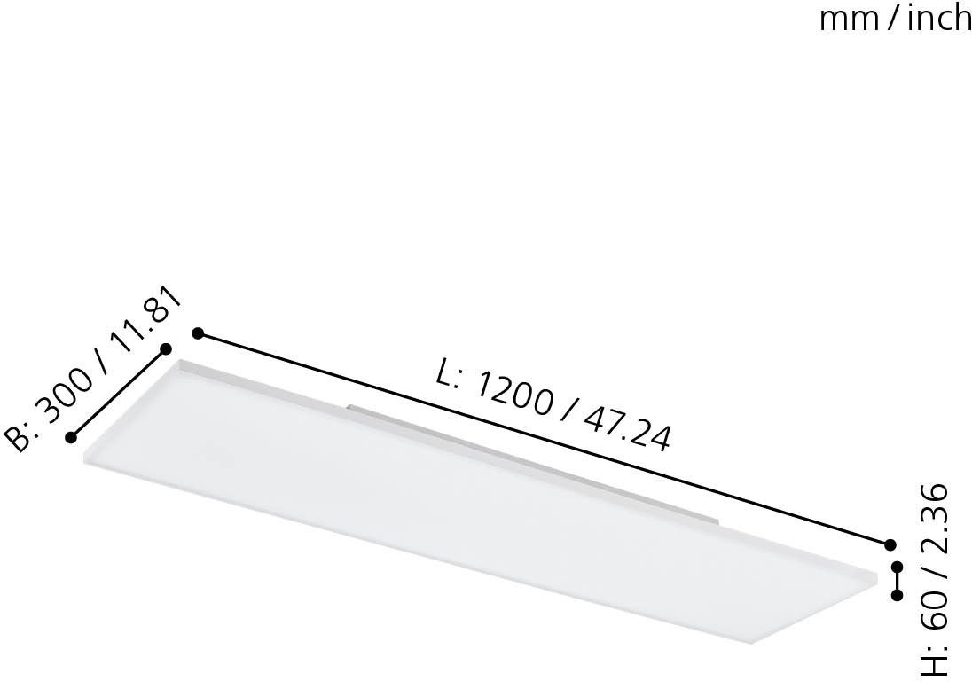 Design, ist rahmenlos, Panel Schweberahmen LED flaches im fest Warmweiß, TURCONA, Lieferumfang LED Ein integriert, EGLO