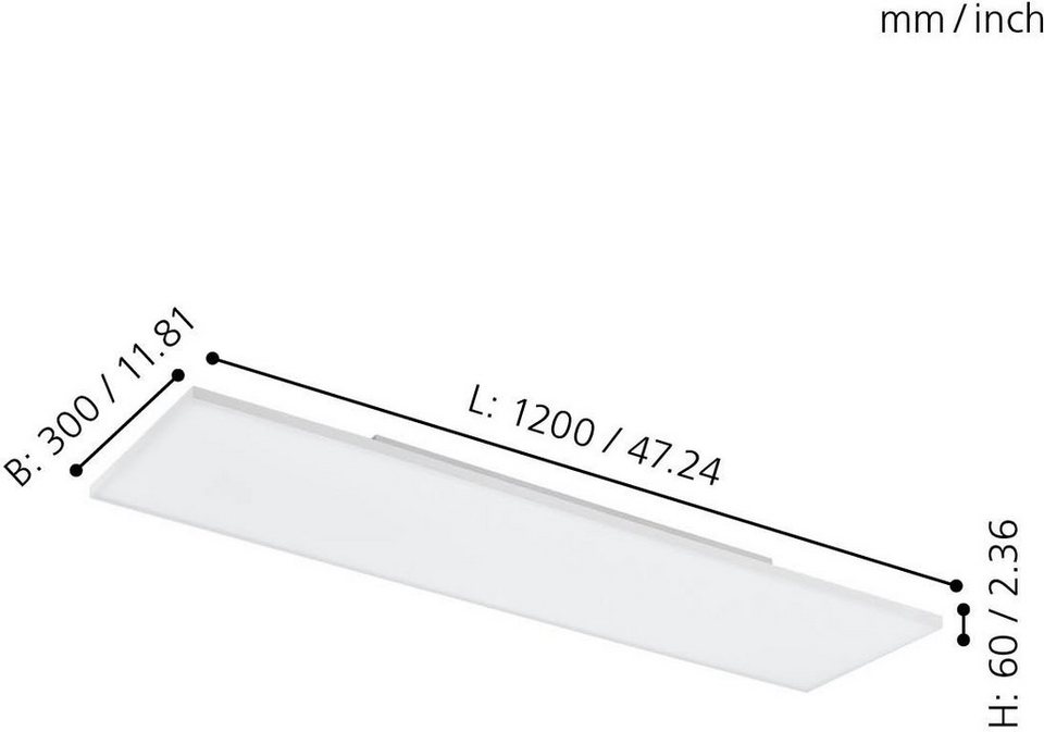 EGLO LED Panel TURCONA, LED fest integriert, Warmweiß, rahmenlos, flaches  Design, Ein Schweberahmen ist im Lieferumfang