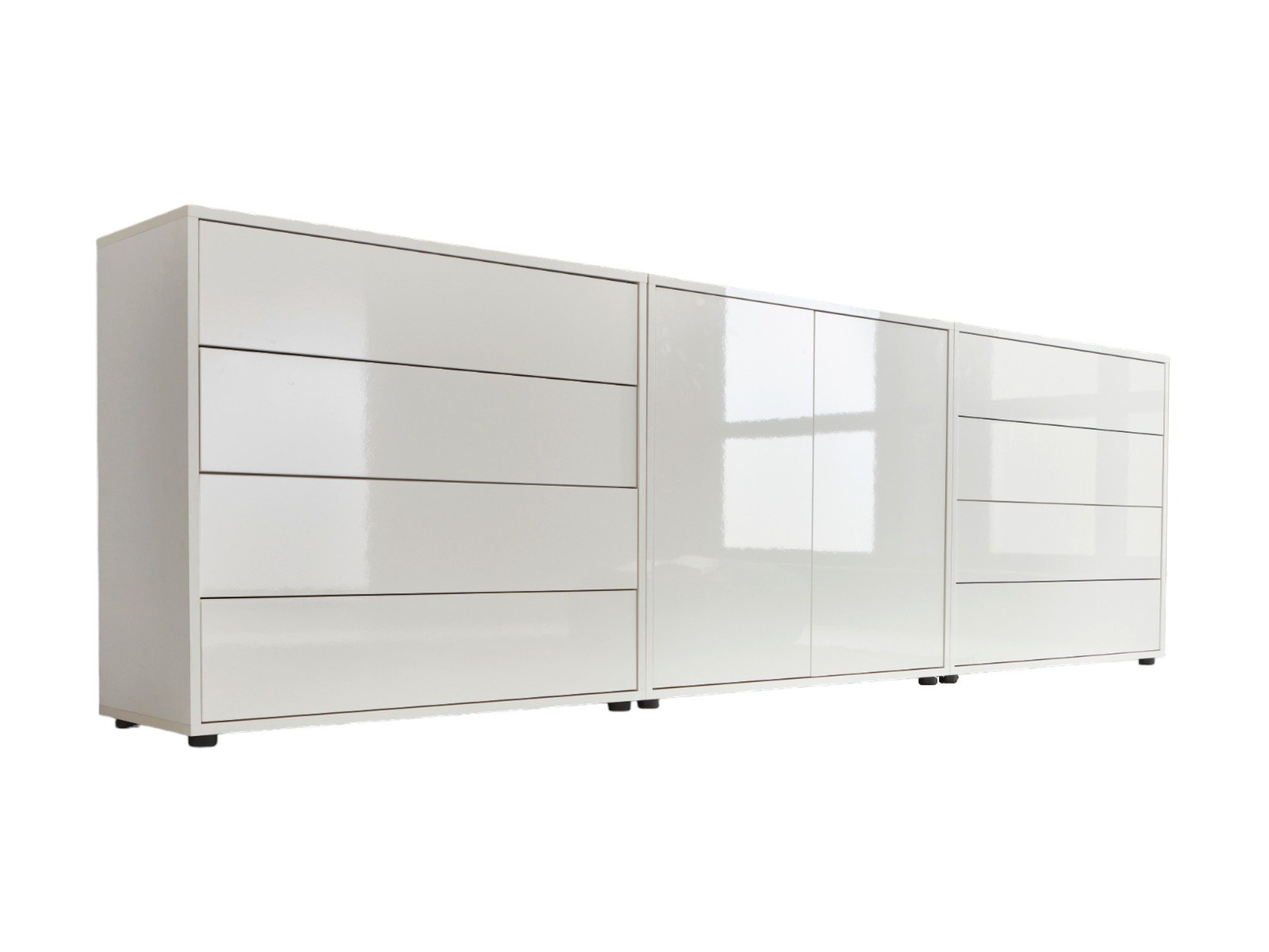 BMG Möbel Sideboard Mailand Set 4 (Kommode Anrichte Aktenschrank), mit weiß günstig online kaufen