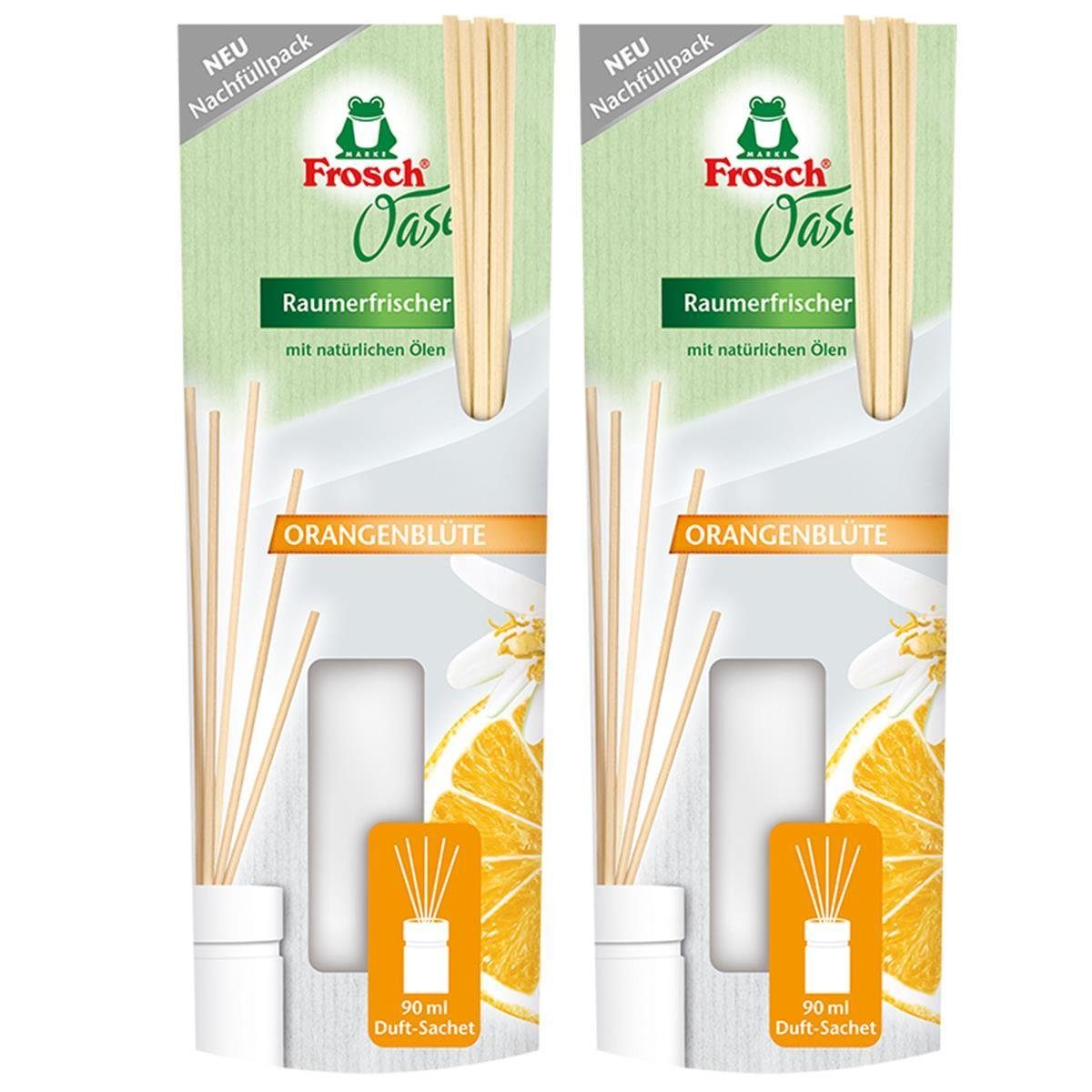FROSCH Raumduft Frosch Oase Orangenblüte Nachfüller 90ml - mit natürlichen Ölen (2er P
