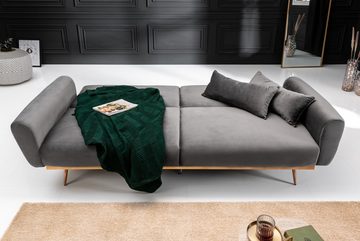 riess-ambiente Schlafsofa BELLEZZA 210cm grau / roségold, 1 Teile, Wohnzimmer · Samt · Metall · 3-Sitzer · Couch inkl. Kissen · Retro