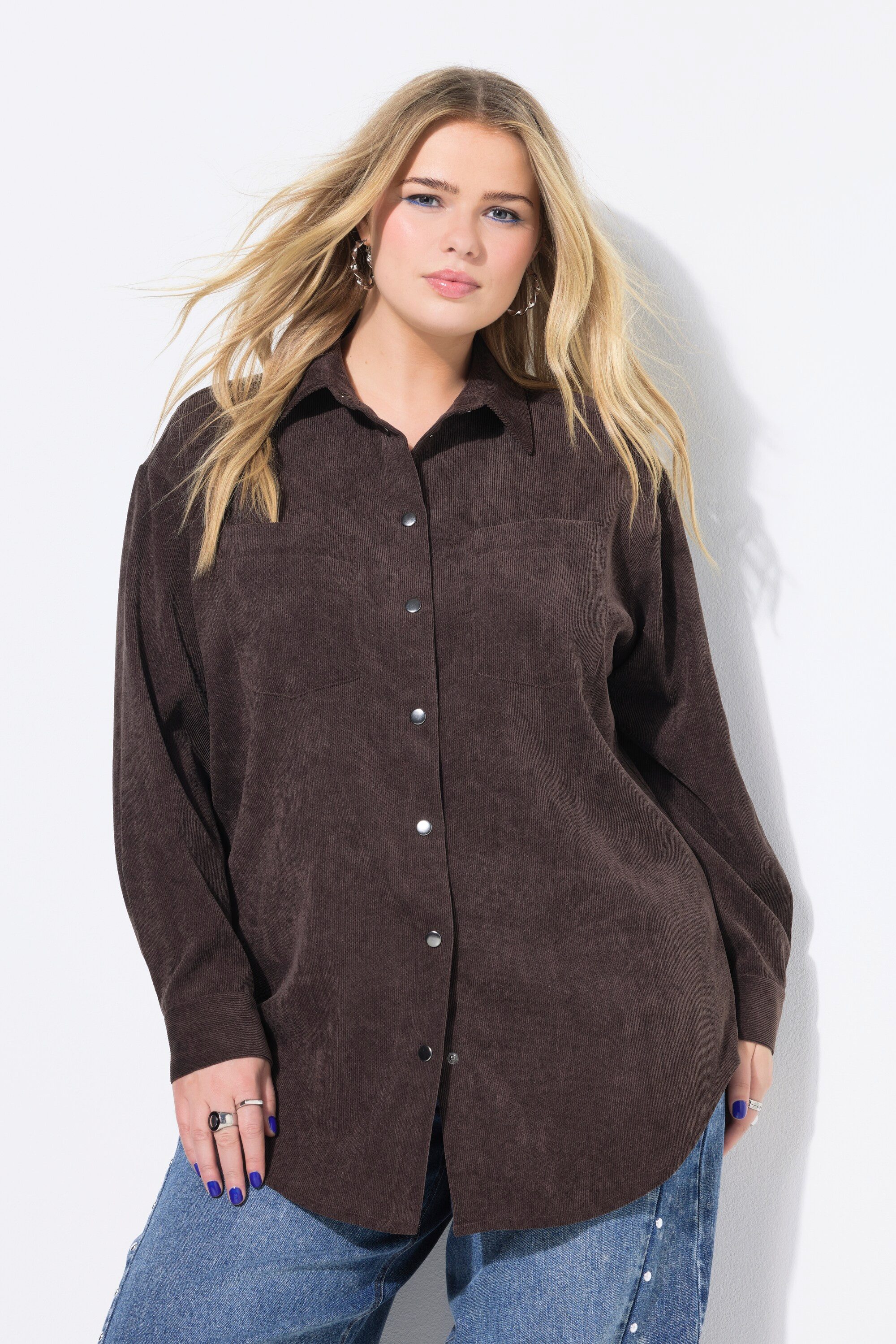 Studio Untold Hemdbluse Cord-Hemd Stretch oversized Hemdkragen Langarm günstig online kaufen