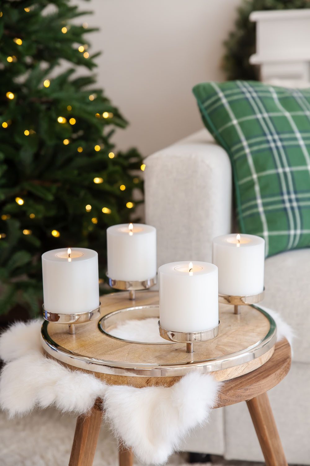 EDZARD Adventskranz Jale, (36 cm) Adventsleuchter für 4 Kerzen, Kerzenkranz aus Holz