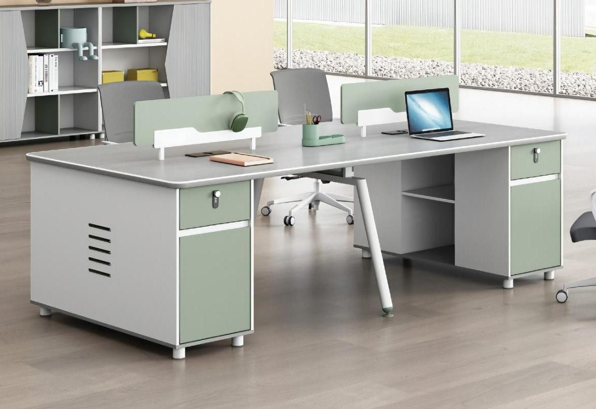 Xlmoebel Arbeitstisch Team Schreibtisch mit Stauraum und hochwertiger Verarbeitung (Schreibtisch für 4 Personen), Hergestellt in Europa