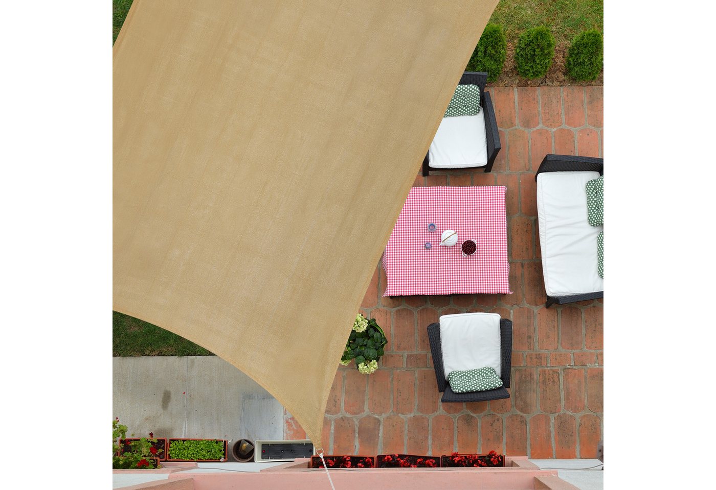 Thumbnail - relaxdays Sonnensegel Rechteckiges Sonnensegel HDPE, (1-tlg), beige, 2x4m