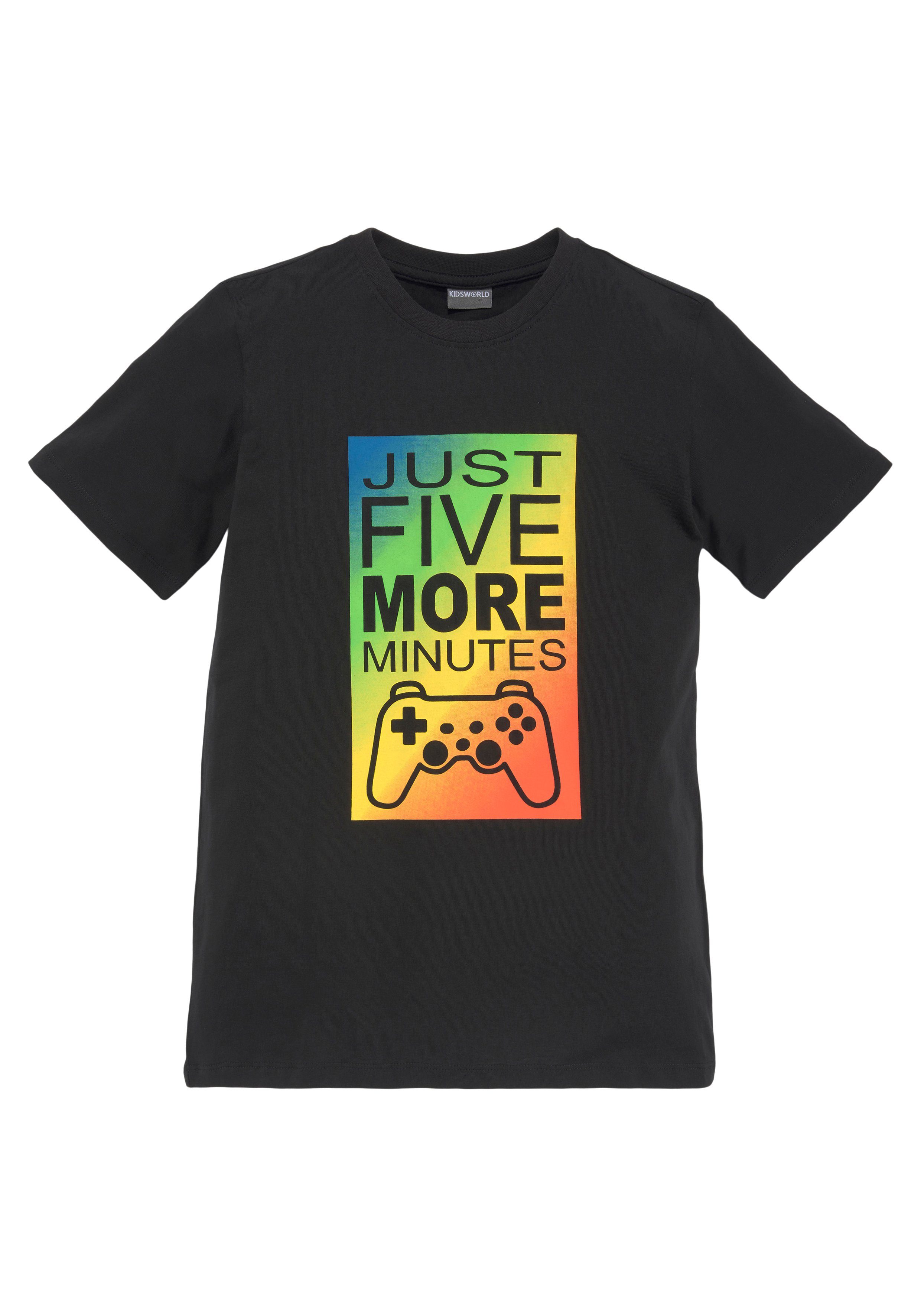 Gamer Spruch MINUTES KIDSWORLD JUST T-Shirt 5 MORE
