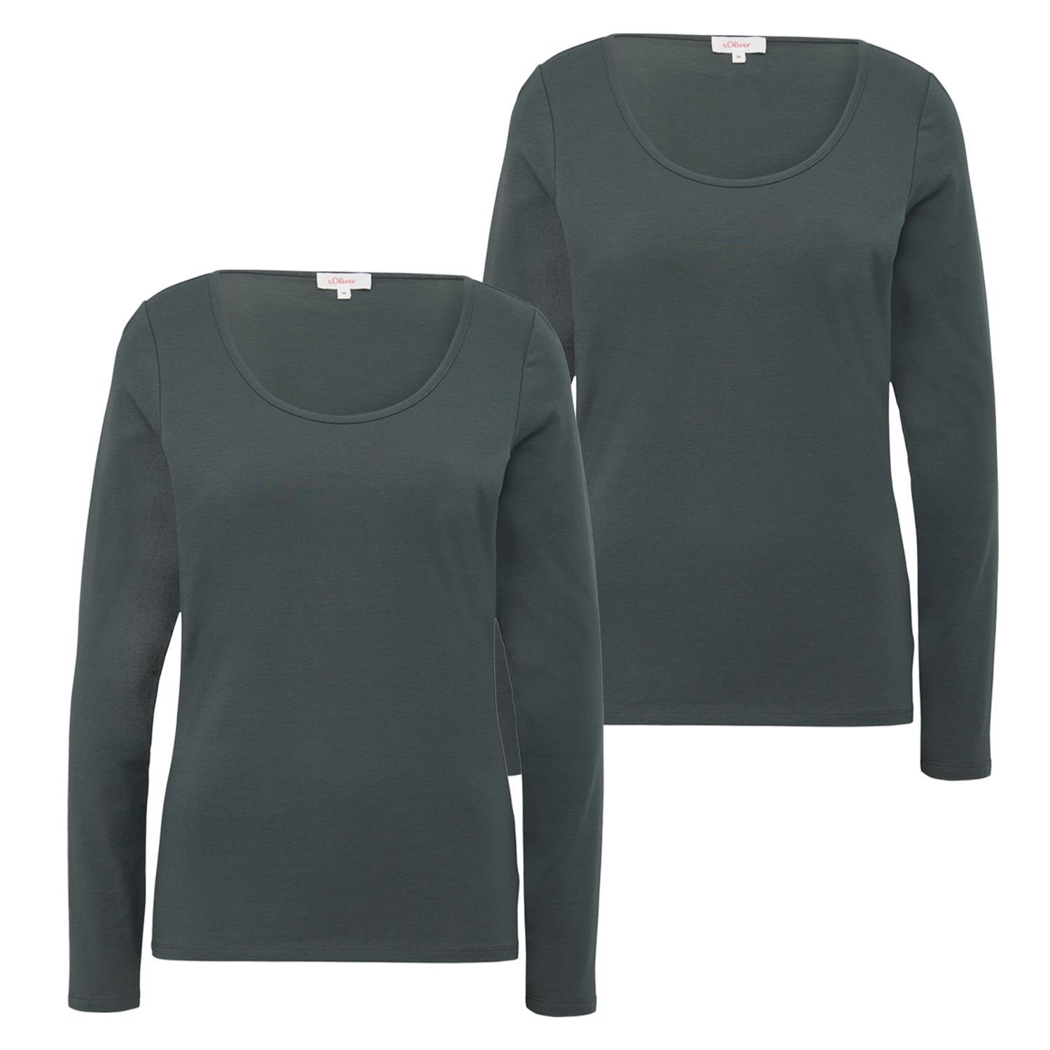 s.Oliver Longsleeve Basic hochwertiges Basic-Shirt im 2er Pack