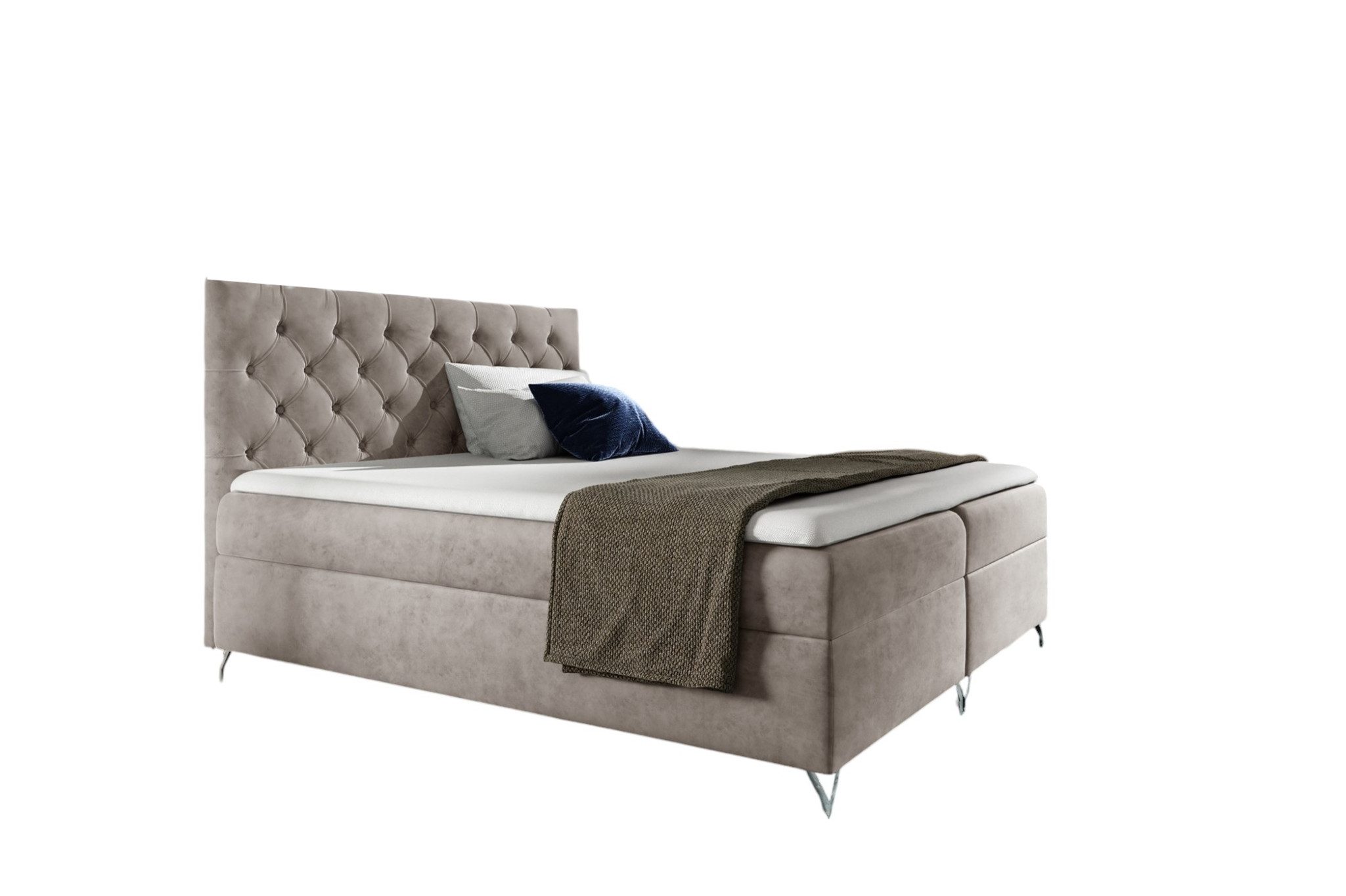 Fun Möbel Boxbett Schlafzimmerbett AMBRE in Stoff Fresh Überlänge (inkl. 2 x Bettkasten, 220cm), Inkl. Topper