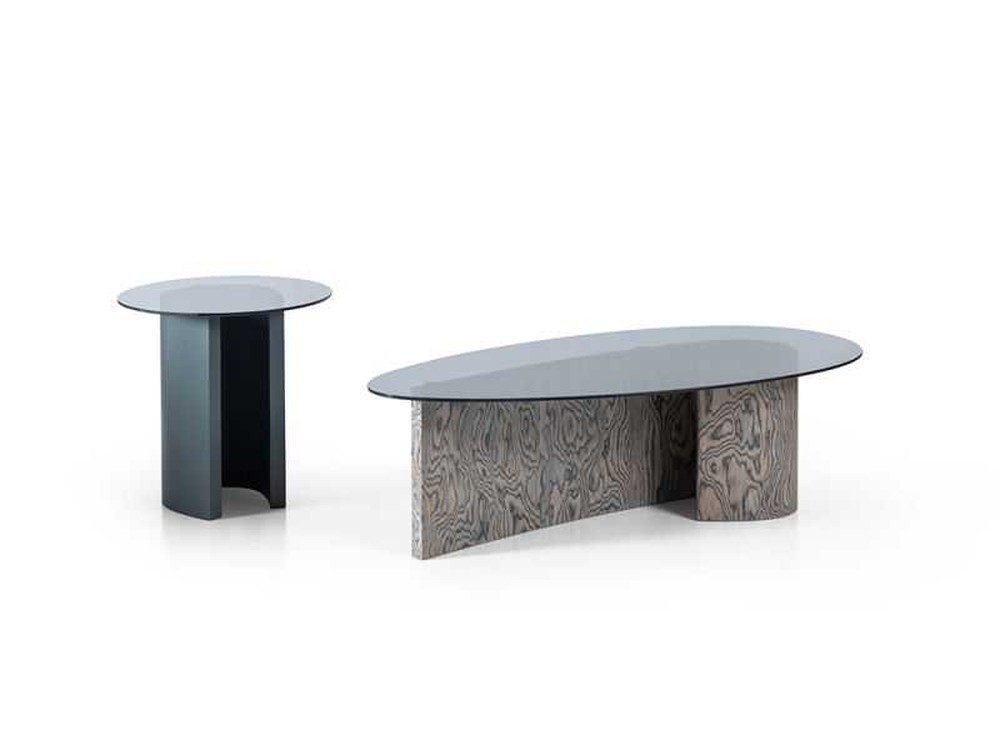 JVmoebel Satztisch JVMoebel Tischset mit Glasplatten und grauem Holzgestell (2-St), Made in Europa