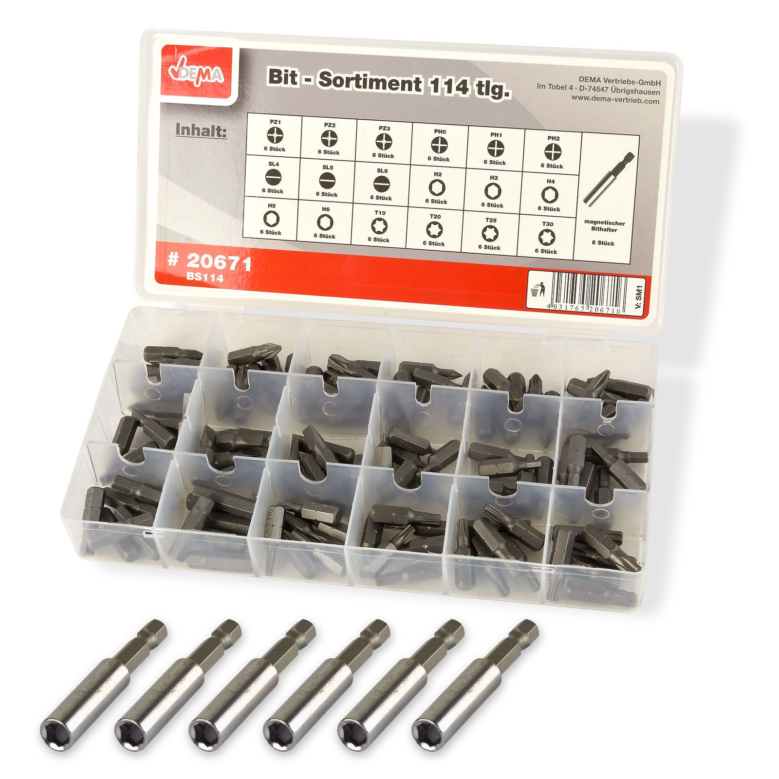 Bohrer- und Bitset Bit - Sortiment 114 teilig